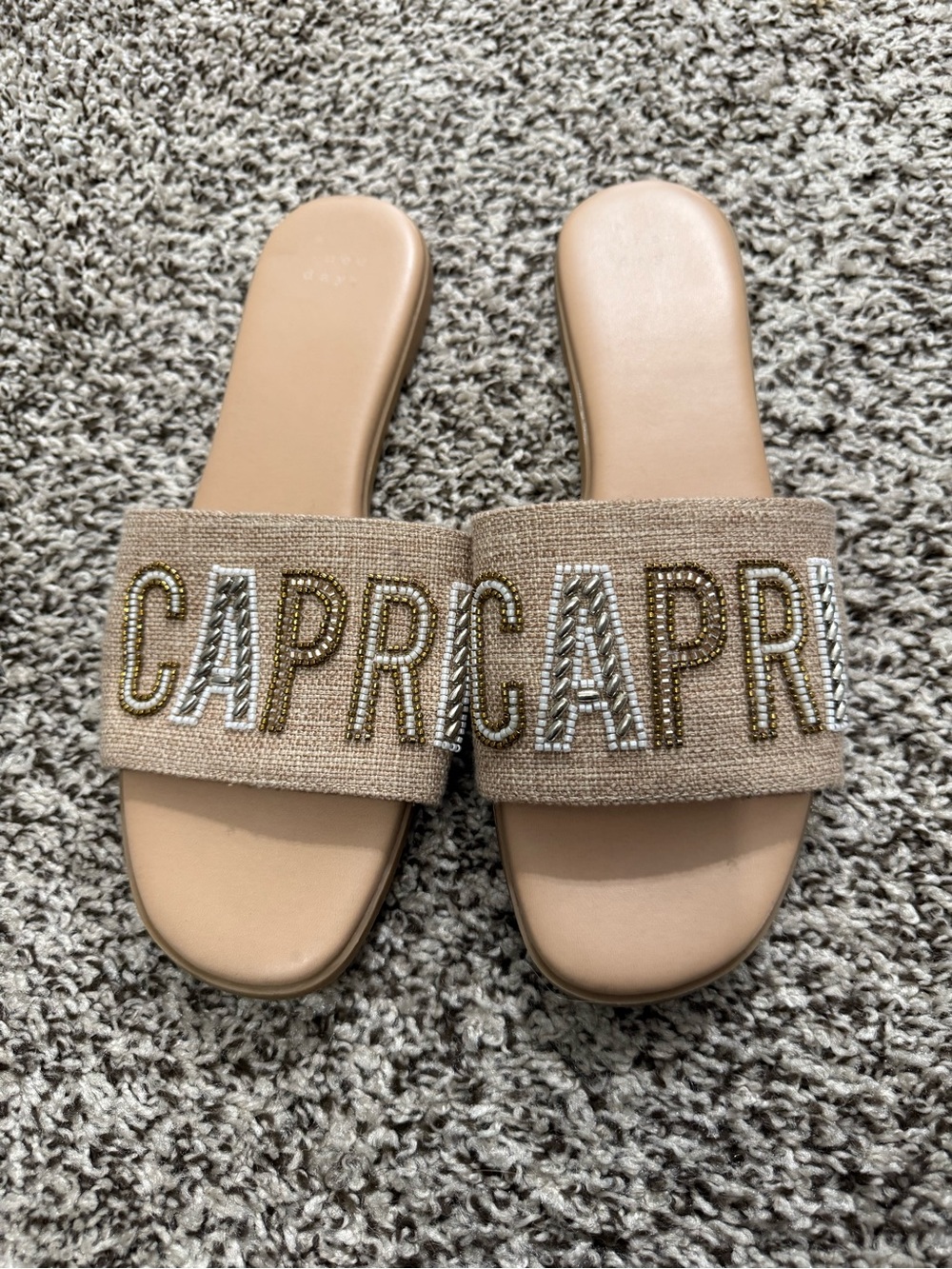 a new day Beige Beaded Slide Sandals